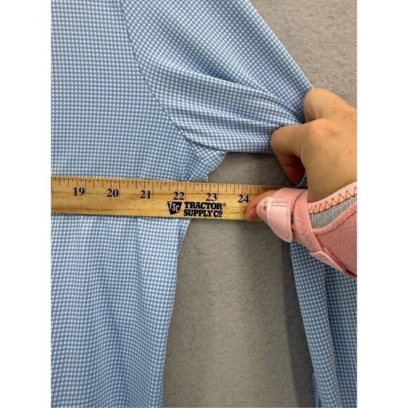 Mizzen + Main Mens Blue White Jacquard Micro Gingham Button-up Shirt Large - Picture 6 of 9